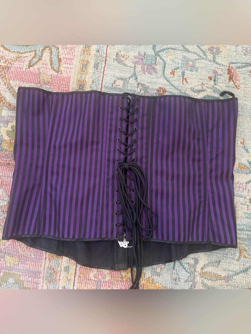 Intimate Attitudes Purple and Black Striped Corset Size 44 2x